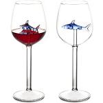 Blaue Maritime Rotweingläser mit Hai-Motiv 2-teilig 