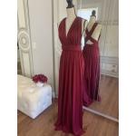 Bordeauxrote Maxi Lange Abendkleider aus Jersey maschinenwaschbar für Damen für Brautjungfern 