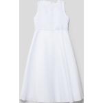 Weiße Bestickte Ärmellose Weise Bestickte Kinderkleider mit Reißverschluss aus Polyester für Mädchen Größe 134 
