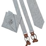 Blaue Gestreifte Krawatten-Sets aus Leder für Herren für Zeremonien 