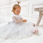 Weiße Blumenmuster Langärmelige Kinderfestkleider für Babys 