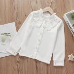 Weiße Langärmelige Kinderlangarmblusen Handwäsche für Mädchen für den für den Frühling 