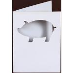 Weiße Passepartoutkarte DIN A6, Pack mit:100 Stück, Passepartout Motiv:Schwein