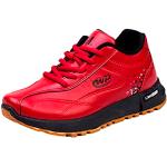 Rote MTB Schuhe mit Schnürsenkel aus Leder orthopädisch für Damen Größe 40 für den für den Winter 