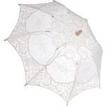 Weiße Vintage Durchsichtige Regenschirme durchsichtig aus Spitze für Damen Größe L für die Braut 