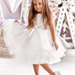 Weiße Blumenmuster Kinderfestkleider aus Tüll für Mädchen 