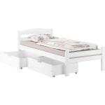 Weiße Betten mit Bettkasten aus Massivholz 80x200 