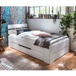 Weiße Moderne Dreaming Forest Rechteckige Betten mit Bettkasten lackiert aus Fichte mit Stauraum 200x200 