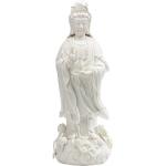 Weiße Asiatische 18 cm Buddha Figuren mit Ornament-Motiv aus Porzellan 