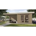 Braune Moderne Weka Gartenhäuser 28mm aus Fichte mit Anbau Ständerbauweise 