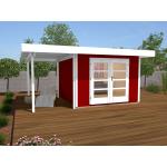 Rote Moderne Weka Gartenhäuser 28mm mit Anbau Ständerbauweise 