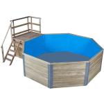 Blaue Weka Korsika Runde Poolsets & Pool Komplettsets imprägniert aus Holz mit Sandfilter 