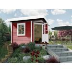 Rote Moderne Weka Design-Gartenhäuser imprägniert 28mm aus Fichte mit Boden Ständerbauweise 