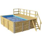 Beige Weka Rechteckige Poolsets & Pool Komplettsets aus Holz mit Sandfilter 7-teilig 