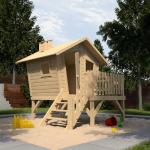 Weka Tabaluga Kinderspielhaus Lotti mit Treppe und Terrasse naturbelassen