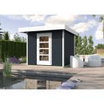 Anthrazitfarbene Moderne Weka WekaLine Design-Gartenhäuser 28mm aus Fichte mit Boden Ständerbauweise 