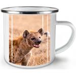 Wellcoda Lachen Hyäne Emaille-Becher, Lustig - 10 Unzen-Tasse - Kräftiger, griffiger Griff, Zweiseitiger Druck, Ideal für Camping und Outdoor