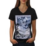 Wellcoda Marilyn Monroe Gesicht Frau V-Ausschnitt T-Shirt Wahrzeichen Grafikdesign-T-Stück