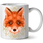 Wellcoda Polygonal Feuer Fuchs Keramiktasse, Tier - 11 oz Tasse - Großer, Easy-Grip-Griff, Zwei-seitiger Druck, Ideal für Kaffee- und Teetrinker
