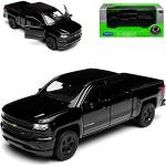 Schwarze Welly Chevrolet Silverado Spielzeug Pick Ups aus Metall 