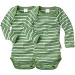 Grüne Gestreifte Langärmelige Wellyou Kinderlangarmbodys aus Baumwolle für Babys Größe 110 2-teilig 