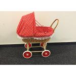 Puppenwagen Weide Holz Korbgeflecht Kinderwagen mit Decke und Kissen Geschenk 