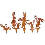 Weltbild Hasen-Gartenfiguren mit Tiermotiv aus Edelrost wetterfest 5-teilig 