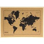 Schwarze Weltkarten mit Weltkartenmotiv aus Kork 