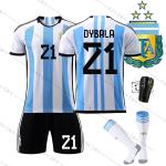 Weltmeisterschaft Argentinien Fußballtrikot Set 21 Paulo Dybala mit Stutzen und Schienbeinschützern Größe Mittel