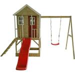 Rote Spielhäuser & Kinderspielhäuser aus Fichte mit Rutsche 