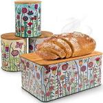 Bunte Rechteckige Brotkästen & Brotboxen aus Metall mit Deckel 3-teilig 