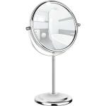 Silberne WENKO Runde Schminkspiegel & Kosmetikspiegel 12 cm LED beleuchtet 