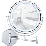 Reduzierte Silberne WENKO Runde Wandspiegel mit Beleuchtung 17 cm LED beleuchtet 