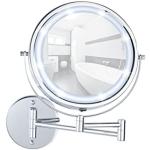 Reduzierte Silberne WENKO Runde Wandspiegel mit Beleuchtung 17 cm LED beleuchtet 
