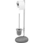 WENKO Toilettenpapierhalter stehend mit WC-Garnitur Pebble Stone Grey, 4008838119495