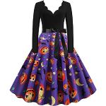 Violette Gothic Maxi Kurze Abendkleider mit Halloween-Motiv für Damen Größe XXL Große Größen für den für den Sommer 