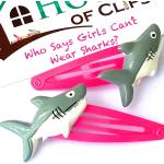 Pinke Metallhaarspangen mit Hai-Motiv für Mädchen 