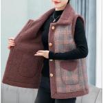 Khakifarbene Karo Thermowesten mit Reißverschluss aus Polyester für Damen Größe 5 XL für den für den Herbst 