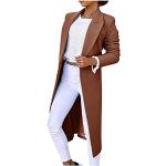 Khakifarbene Gesteppte Elegante Wasserdichte Atmungsaktive Maxi Lange Lederjacken aus Veloursleder für Damen Größe L für den für den Winter 