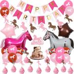 Pinke Western Geburtstagsbanner mit Tiermotiv 