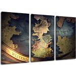 Westeros Karte 3-Teilig(120x80cm) auf Leinwand, XX