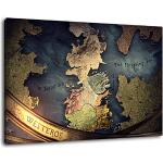 Westeros Karte Format 120x80 cm Bild auf Leinwand,
