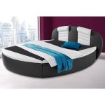 Schwarze Westfalia Runde Betten mit Bettkasten 220 cm aus Kunstleder mit Stauraum mit Härtegrad 2 