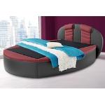 Bordeauxrote Westfalia Runde Betten mit Bettkasten 200 cm aus Kunstleder 120x200 mit Härtegrad 2 