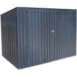 Dunkelgraue 3er-Mülltonnenboxen 201l - 300l aus Metall mit Deckel 