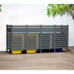 Anthrazitfarbene Moderne 4er-Mülltonnenboxen pulverbeschichtet aus Metall rostfrei 