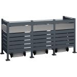 Reduzierte Anthrazitfarbene Moderne 3er-Mülltonnenboxen 201l - 300l aus Stahl rostfrei 