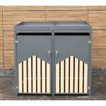 Anthrazitfarbene Moderne 2er-Mülltonnenboxen 201l - 300l aus Stahl wetterfest 