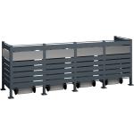 Anthrazitfarbene Moderne 4er-Mülltonnenboxen 201l - 300l pulverbeschichtet aus Metall rostfrei 