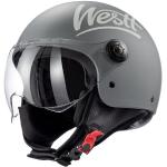 Westt Motorradhelm »Classic«, Rollerhelm mit Visier im Vintage Stil - Jet Helm Junge mit höchsten Sicherheitsstandards, grau